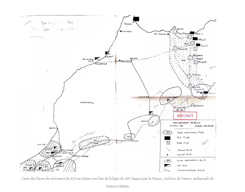 خريطة سرية لمنشآت جبهة التحرير وجيش التحرير داخل المغرب