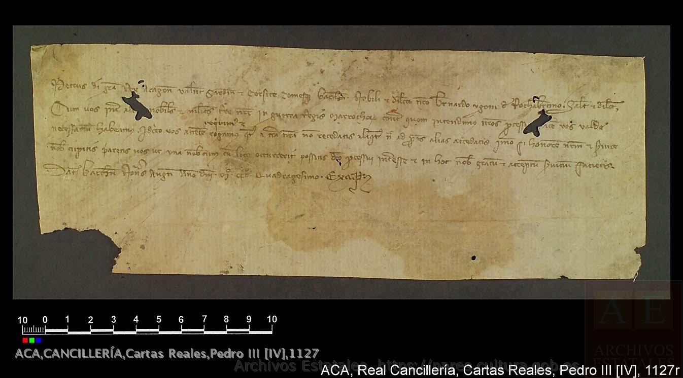 الأصل اللاتيني لوثيقة Cartas Reales, 1127 المؤرخة في 5 أغسطس 1340
