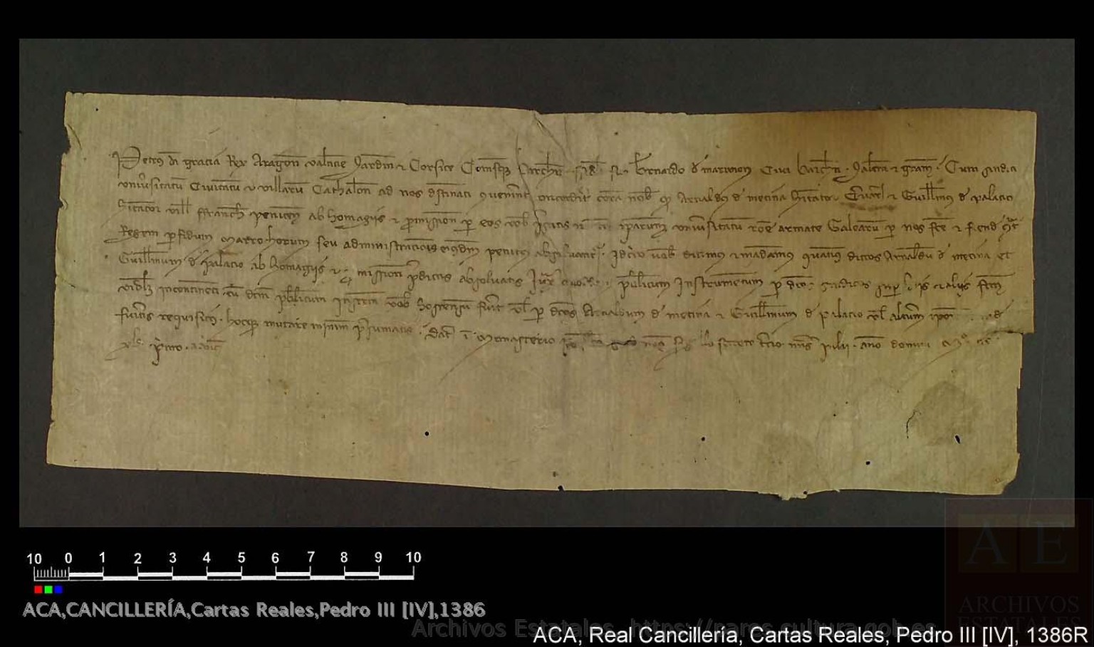 الأصل اللاتيني لوثيقة Cartas Reales, 1386 المؤرخة في 5 يوليو 1341